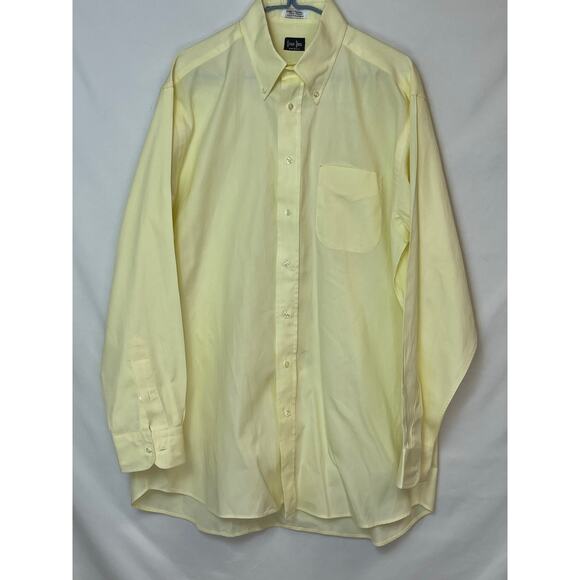 Gitman Bros. Men's 16.5/35 Yellow Long Sleeve Button Down Pinpoint Oxford Shirt - Picture 1 of 8